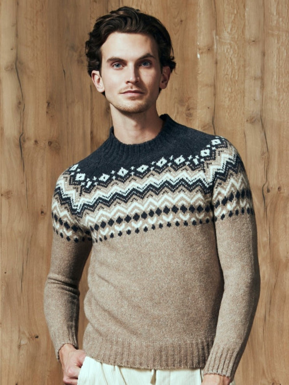 Jacquard patterns funnel collar GRAN SASSO for Sartorial Corner