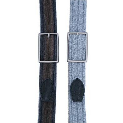 Brown and grey reversible elastic belt VENETA CINTURE