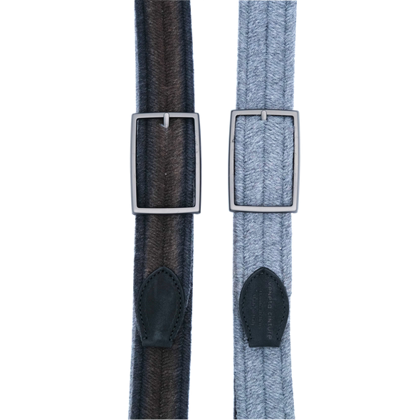 Brown and grey reversible elastic belt VENETA CINTURE
