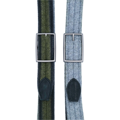 Green and grey reversible elastic belt VENETA CINTURE