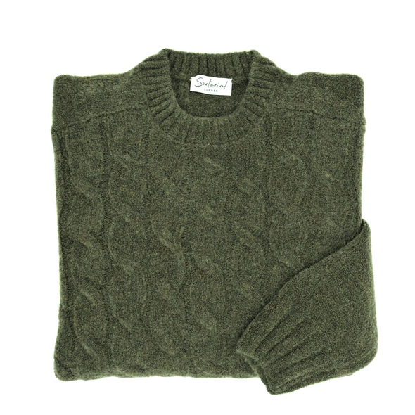 Military green round neck sweater GRAN SASSO for Sartorial Corner