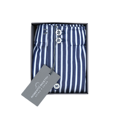 Navy blue background and white stripes boxer short ROBERTO RICETTI