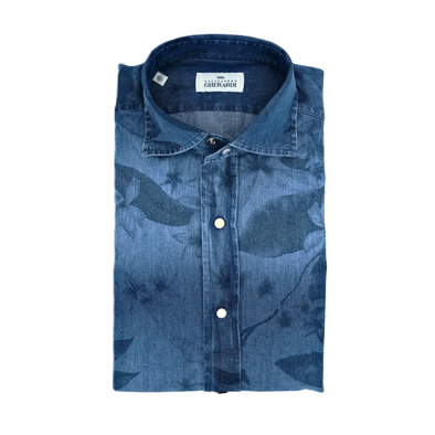 Denim blue flower casual shirt ALESSANDRO GHERARDI