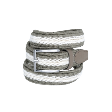 White and stone bi-material braided belt VENETA CINTURE