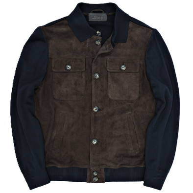 Brown and blue buttoned cardigan THE JACK LEATHERS
