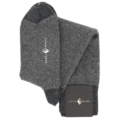 Bird's eye dark grey knee-high socks SOZZI MILANO