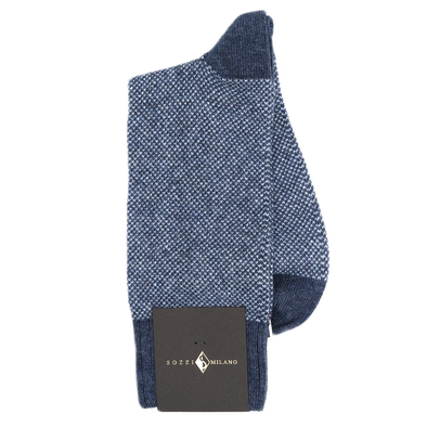 Bird's eye blue mid-calf socks SOZZI MILANO
