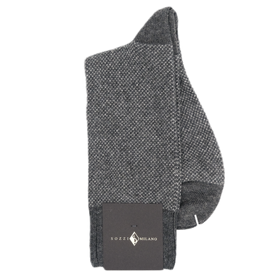 Bird's eye dark grey mid-calf socks SOZZI MILANO
