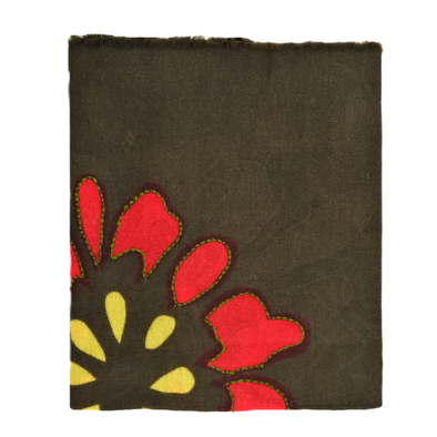 Embroidered "jaipur" scarf with brown background / ROSI
