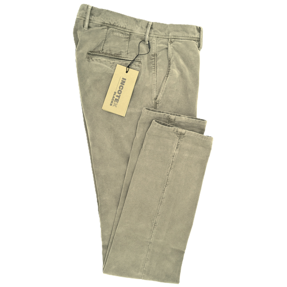 Pale "moleskin" green chino INCOTEX 40686/743