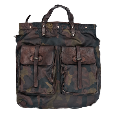 Leather and camo polyamide "Classic" crossbody bag CAMPOMAGGI