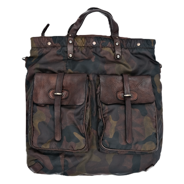 Leather and camo polyamide "Classic" crossbody bag CAMPOMAGGI