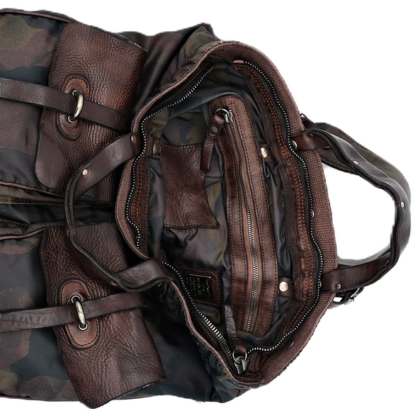 Leather and camo polyamide "Classic" crossbody bag CAMPOMAGGI