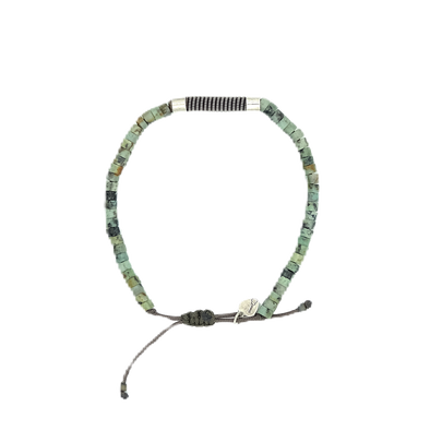 Bracelet SING A SONG green jasper on macramé thread