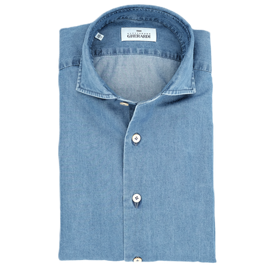 Washed mid blue denim casual shirt ALESSANDRO GHERARDI