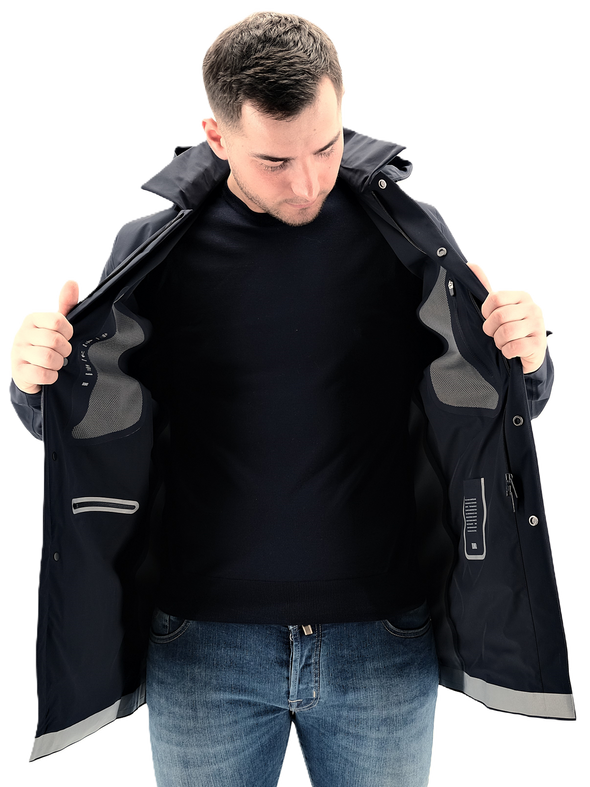 Dark blue "Hooded storm" raincoat DUNO