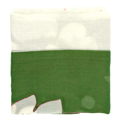 Embroidered "arya" scarf with apple green background / ROSI