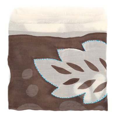 Embroidered "arya" scarf with brown background / ROSI