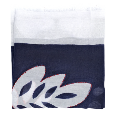 Embroidered "arya" scarf with dark purple background / ROSI