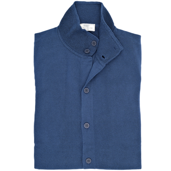 Middle blue "soft officer collar" cardigan AB KOST
