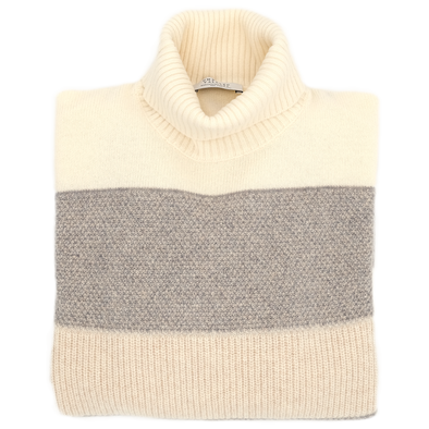 Beige and off white "texture mix" turtle neck sweater UMBERTO VALLATI