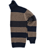 Navy blue and brown turtle neck "texture mix" sweater UMBERTO VALLATI