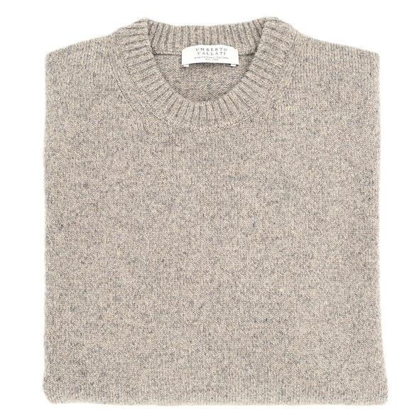 Dark sand round neck sweater UMBERTO VALLATI
