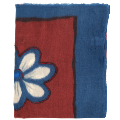 Embroidered "mumbai" scarf with dark red background colour / ROSI