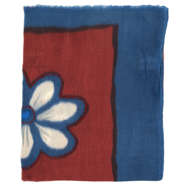 Embroidered "mumbai" scarf with dark red background colour / ROSI
