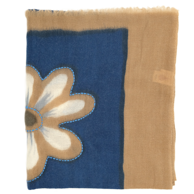 Embroidered "mumbai" scarf with blue background colour / ROSI
