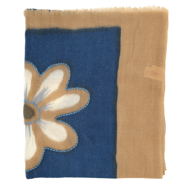 Embroidered "mumbai" scarf with blue background colour / ROSI