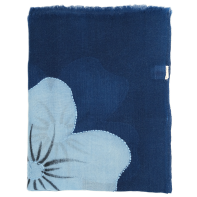 Embroidered "mumbai" scarf with ocean blue background colour / ROSI