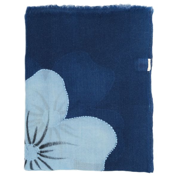 Embroidered "mumbai" scarf with ocean blue background colour / ROSI