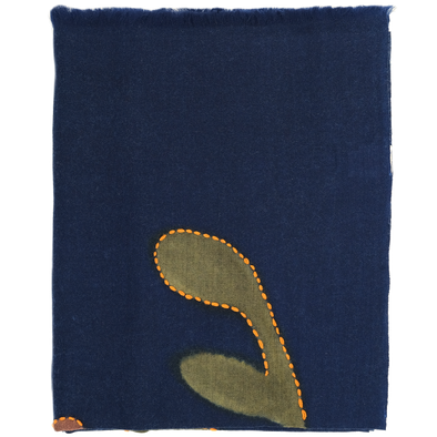 Embroidered "mumbai" scarf with navy blue background colour / ROSI