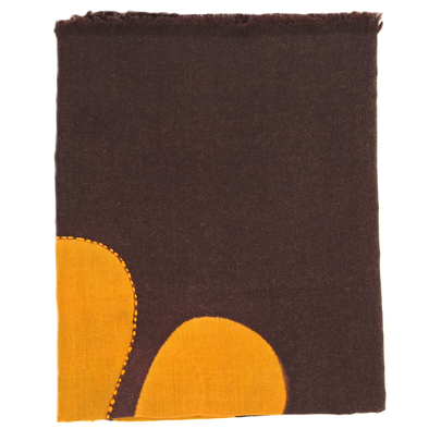 Embroidered "mumbai" scarf with dark brown background colour /ROSI
