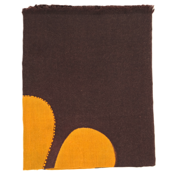 Embroidered "mumbai" scarf with dark brown background colour /ROSI