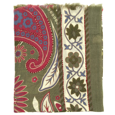 Embroidered "mumbai" scarf with green background colour / ROSI