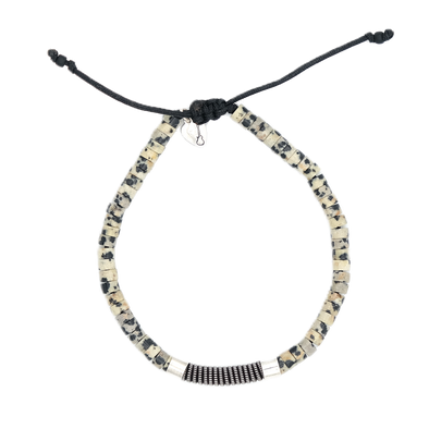 Bracelet SING A SONG jasper dalmatian on macramé thread