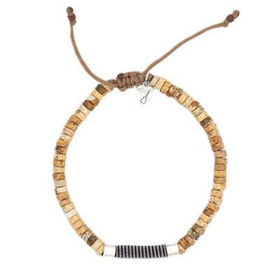 Bracelet SING A SONG jasper natural on macramé thread