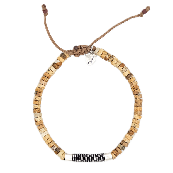 Bracelet SING A SONG jasper natural on macramé thread