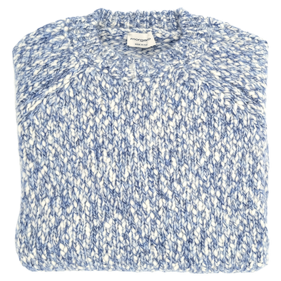 White and blue "mottled" round neck sweater MORGANO
