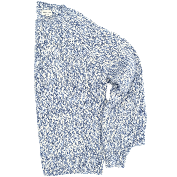 White and blue "mottled" round neck sweater MORGANO