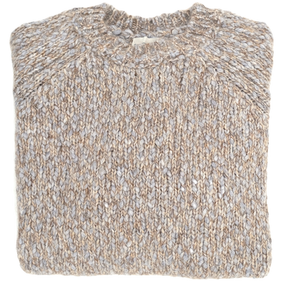 Brown and grey "mottled" round neck sweater MORGANO