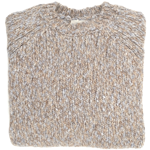 Brown and grey "mottled" round neck sweater MORGANO