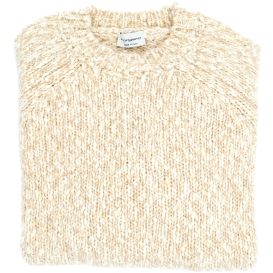 White and cream "mottled" round neck sweater MORGANO