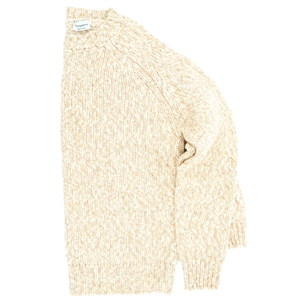 White and cream "mottled" round neck sweater MORGANO