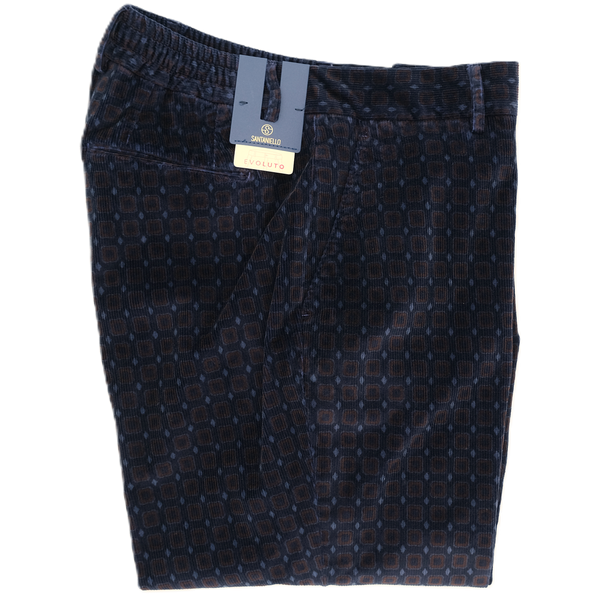 Dark blue and brown geometric patterns "Evoluto" chino SANTANIELLO DSE3880