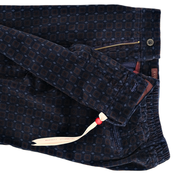 Dark blue and brown geometric patterns "Evoluto" chino SANTANIELLO DSE3880