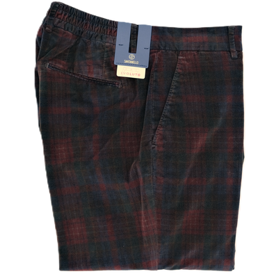 Red wine hunting checks "Evoluto" chino SANTANIELLO DSQE3877