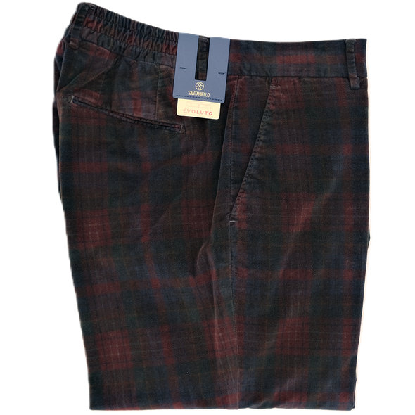 Red wine hunting checks "Evoluto" chino SANTANIELLO DSQE3877